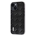 Miniatyrbild 1 av 5: För Iphone 15 Plus Pu Läderbelagd Pc+tpu Phone case Grid Texture Cover Black