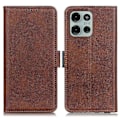 Miniatyrbillede 1 af 5: Til Motorola Moto G75 5G Etui Stativ Kohud Tekstur PU Læder Telefon Cover Multicolor Style C