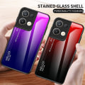 Miniatyrbillede 4 af 5: For Oppo Reno8 Pro+ 5g Stilfuldt Hærdet Glas+hård Pc + Blød Tpu Gradient Telefon Cover Anti-drop Beskyttelses Cover Gradient Blue Black