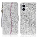 Miniatyrbillede 1 af 5: PU læder pung etui med glitter og kortholder til iPhone 16 Plus Multicolor Style D