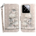 Pikkukuva 1 / 5: Xiaomi 14 -puhelimen kotelo 3D-kuvioinen nahkainen naarmuuntumaton puhelinlompakkokotelo Multicolor Stacking Squirrels
