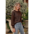 Miniatyrbillede 4 af 5: Dame 2023 Vinter Pullover Sweater Afslappet Langærmet Rund Hals Løs Tyk Strikket Jumper Toppe Bluse Coffee X-Large