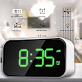 Miniatyrbillede 3 af 5: Digital vækkeur til soveværelser, sengebordsklok med 6 lysstyrkeniveauer, slumre (hvidt udseende White
