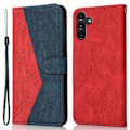 Miniatyrbillede 1 af 5: Farve Splice Tegnebog Stand Læder Telefon Cover med Håndledsrem til Samsung Galaxy A36 5G Multicolor Style E