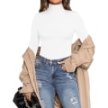 Miniatyrbilde 3 av 5: Dame Mock Turtle Neck Langermet Topper Body Jumpsuit A Long Sleeve White Small