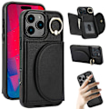 Pikkukuva 1 / 5: iPhone 16 Pro -kotelo RFID-suojauksella, lompakolla, jalustalla, nahka+TPU-puhelinkuori Multicolor Style B