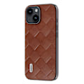 Miniatyrbild 1 av 5: För Iphone 15 Plus Pu Läderbelagd Pc+tpu Phone case Grid Texture Cover Brown