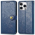 Miniatyrbillede 1 af 5: Læder telefoncover med pung, stativ og håndledsrem til iPhone 16 Pro Max - Grøn Multicolor Blue