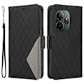 Miniatyrbillede 1 af 5: Til Realme GT 6 5G Etui Geometrisk Rombe Tegnebog Læder Telefon Cover Multicolor Style C