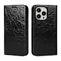 Miniatyrbillede 1 af 5: Ægte Læder Folio Flip Wallet Cover med Støttefod til iPhone 13 Pro 6.1 tommer - Sort