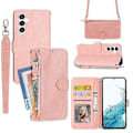 Miniatyrbillede 1 af 5: Til Samsung Galaxy S23 FE Etui Lynlås Pung PU Læder Støtteben Mobiltelefon Cover med 2 Stropper Multicolor Style C