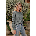 Miniatyrbillede 3 af 4: Dame 2023 Vinter Pullover Sweater Afslappet Langærmet Rund Hals Løs Tyk Strikket Jumper Toppe Bluse Grey X-Large