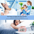 Miniatyrbild 4 av 5: Uppgraderad digital väckarklocka, 4,3-tums LED-skärm med temperatur Större Lound Light Control Portable Pink