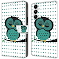 Miniatyrbillede 1 af 5: Til Samsung Galaxy A55 5G Mobiltelefon Etui Trykt 3D Mønster Stativ Læder Cover Multicolor Sleeping Owl