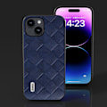 Miniatyrbild 5 av 5: För Iphone 15 Plus Pu Läderbelagd Pc+tpu Phone case Grid Texture Cover Blue