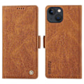 Miniatyrbillede 1 af 5: YIKATU YK-005 Til iPhone 15 Hud-berørings PU Læder Telefon Cover Stødsikkert Wallet Stand Cover Multicolor Style C