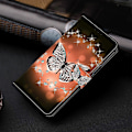Miniatyrbillede 5 af 5: Wallet Case til Samsung Galaxy A52 4G/5G/A52s 5G, PU Læder Stand 3D Mønster Print Telefon Cover Multicolor Crystal Butterfly