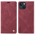 Miniatyrbild 1 av 5: Skin-touch case för Iphone 15 Plus Pu läder plånboksställ Cover Wine Red