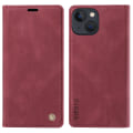 Pikkukuva 1 / 5: Ihonmyötäinen suojakotelo iPhone 15 Plus -puhelimelle PU-nahasta, lompakko ja jalusta Wine Red