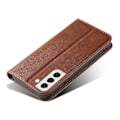 Miniatyrbillede 4 af 5: Stødsikkert telefoncover til Samsung Galaxy S21 Fe 5G, PU læder pung stativ business stil mobiltelefon cover Brown