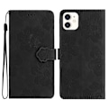 Miniatyrbillede 1 af 5: Blomsterpræget PU læder standpung cover til iPhone 11 mobiltelefon Multicolor Style E