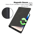 Miniatyrbilde 4 av 5: For Oppo A58 4g Deksel Lær Kalveskinntekstur Magnetisk Lukking Telefondeksel Black