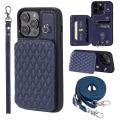 Miniatyrbild 1 av 5: Stötsäkert case för Iphone 15 Pro Rfid Blockering anti-scratch Pu+tpu cover med remmar Blue