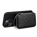 Miniatyrbild 3 av 5: För iPhone 15 Plus Ställ Zipper Plånbok Baksida PU Läder+TPU Mobilskal med Kedjerem Multicolor Style C