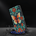 Miniatyrbild 4 av 5: För iPhone 16 Skal Mönstertryckt Skyddande Läder Flip Fodral - Panda Multicolor Flower Butterfly