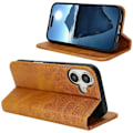 Miniatyrbillede 2 af 5: PU-læder kalveskinds tekstureret magnetisk lukning smartphone cover til iPhone 16 Plus Multicolor Style D