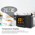 Miniatyrbillede 3 af 5: Vækkeur LCD Display Vejrstation 8 Farveskærm LED Digital Projektion Snooze Alarm til Hjemmet Black EU Plug