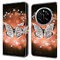 Pikkukuva 1 / 5: Honor Magic7 Pro 5G -kotelo, 3D-kuvioitu PU-nahkainen lompakkokotelo jalustalla Multicolor Crystal Butterfly