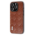 Miniatyrbild 1 av 5: För Iphone 15 Pro Max repsäkert Pu-läderbelagd Pc+tpu Phone case Grid Texture Cover Brown