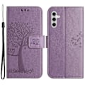 Miniatyrbillede 1 af 5: Til Samsung Galaxy A15 5G Etui Ugle Træ Præget Læder Flip Telefon Cover med Pung Multicolor Style D
