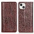 Miniatyrbild 1 av 5: Litchi-texturerat plånboksfodral i spaltläder med magnetisk absorption och stativ för iPhone 13 6,1 tum
