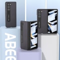 Miniatyrbilde 3 av 5: For Samsung Galaxy Z Fold5 5g Teksturert PU-lærbelagt PC-deksel Stativ Sammenleggbart Telefondeksel Black