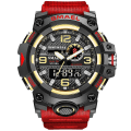 Miniatyrbild 1 av 5: Smael Digital Herr Militär Klockor Dual Time Vattentät Lyx Topp Watch Herr Sport Led Quartz Analog Armbandsur Herr Red
