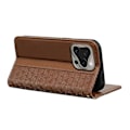 Miniatyrbild 4 av 5: Plånboksfodral för iPhone 16 Pro Stark Magnetisk Rutmönstrad Präglad Läder Flip Cover Multicolor Brown