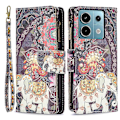 Miniatyrbillede 1 af 5: BF03 Mønsteretui med lynlås i PU-læder til Xiaomi Redmi Note 13 Pro 4G/Poco M6 Pro 4G Multicolor Flowers and Elephant