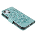 Miniatyrbild 5 av 5: Präglad Mandala Blomma PU Läder Telefonställ Skydd Plånboksfodral med Rem för iPhone 13 6.1 tum Multicolor Style H