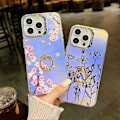 Miniatyrbild 2 av 5: Blommig Lasertextur Skal för iPhone 15 Pro Max med Ringstativ Multicolor Style C