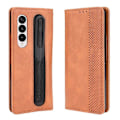 Pikkukuva 1 / 5: Samsung Galaxy Z Fold3 5G Retro -tekstuuripintainen kynäpaikalla varustettu iskunkestävä nahkainen puhelinkotelo Multicolor Style D