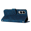 Miniatyrbillede 4 af 5: Til Samsung Galaxy S25 Edge Etui Præget Linje Læder Telefon Cover med Praktisk Rem Multicolor Blue