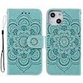 Miniatyrbild 1 av 5: Präglad Mandala Blomma PU Läder Telefonställ Skydd Plånboksfodral med Rem för iPhone 13 6.1 tum Multicolor Style H
