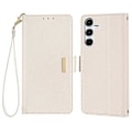 Miniatyrbillede 1 af 5: Læder Wallet Case med RFID-blokering og stativ til Samsung Galaxy A26 5G med håndrem - Grøn Multicolor White