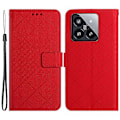 Miniatyrbild 1 av 5: HT06 Skal för Xiaomi 14 Anti-repa Präglat PU Läder Litchi Textur Smartphone Skydd Multicolor Style C