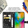 Miniatyrbillede 5 af 5: Til iPhone 16 Pro Max Wallet Case Mandala Blomst Læder Telefon Cover Stativ View-Grøn Multicolor Black