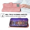 Miniatyrbild 4 av 5: Dierfeng Df-03 Stand Phone case För Samsung Galaxy A22 5g (eu-version), Linjer Imprinted Pu-läder cover Pink