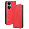 Miniatyrbild 1 av 5: För Zte Blade A33s Case Stativ Retro Cover Red