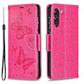 Pikkukuva 1 / 5: Imprint Butterfly -lompakkokotelo nahkaa jalustalla Samsung Galaxy S21 FE 5G:lle Multicolor Style E